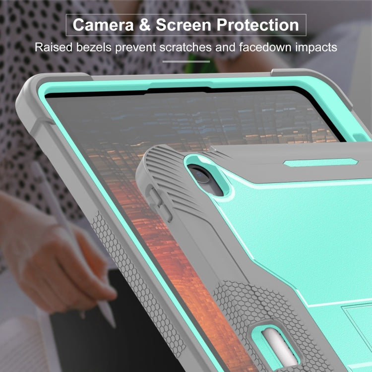 For iPad Air 13 2025 / 2024 Shockproof Silicone Hybrid PC Tablet Case with Holder(Mint Green + Grey) by buy2fix