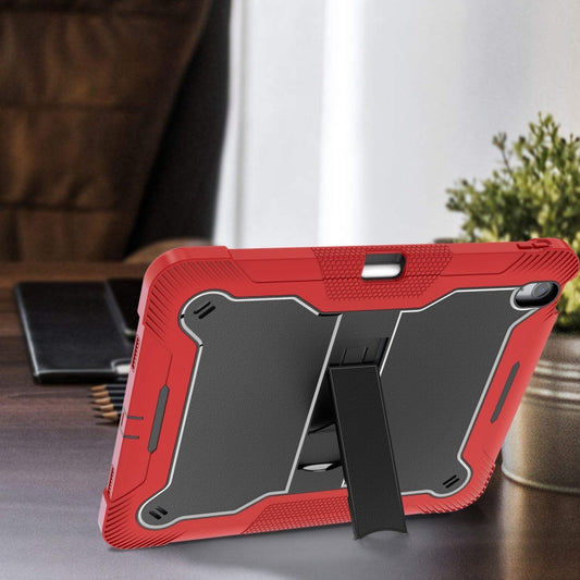 For iPad Air 13 2025 / 2024 Shockproof Silicone Hybrid PC Tablet Case with Holder(Black + Red) by buy2fix