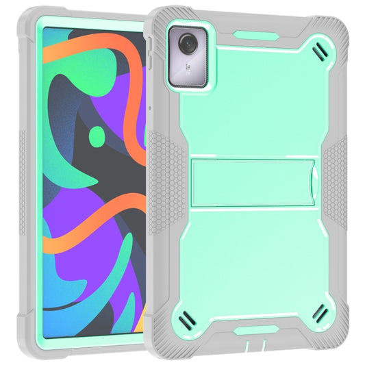 For Lenovo Tab M11 / Xiaoxin Pad 11 2024 Shockproof Silicone Hybrid PC Tablet Case with Holder(Mint Green + Grey) by buy2fix