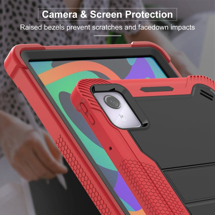 For Lenovo Tab M11 / Xiaoxin Pad 11 2024 Shockproof Silicone Hybrid PC Tablet Case with Holder(Black + Red) by buy2fix