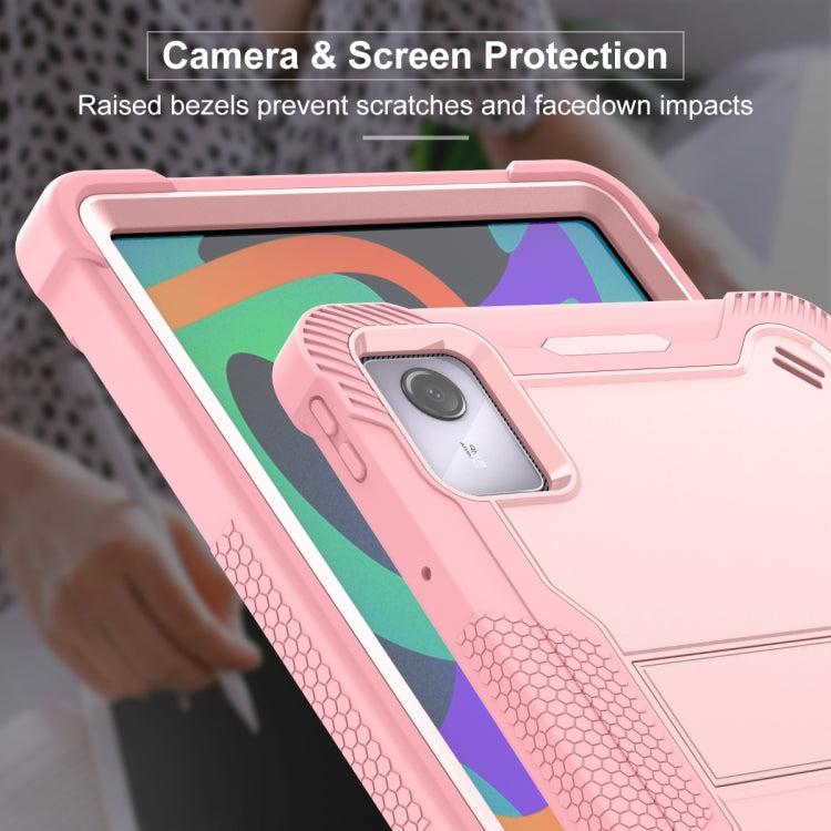 For Lenovo Tab M11 / Xiaoxin Pad 11 2024 Shockproof Silicone Hybrid PC Tablet Case with Holder(Rose Gold) by buy2fix