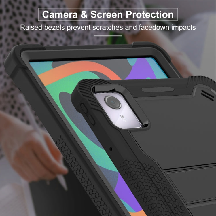 For Lenovo Tab M11 / Xiaoxin Pad 11 2024 Shockproof Silicone Hybrid PC Tablet Case with Holder(Black) by buy2fix