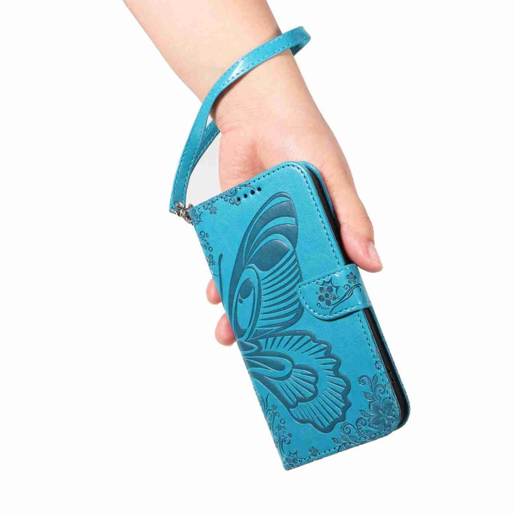 For OnePlus 12 Swallowtail Butterfly Embossed Leather Phone Case(Blue) by buy2fix