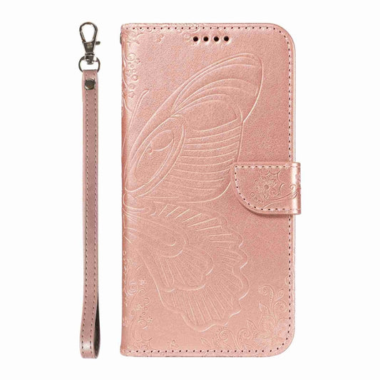 For OnePlus 12 Swallowtail Butterfly Embossed Leather Phone Case(Rose Gold) by buy2fix