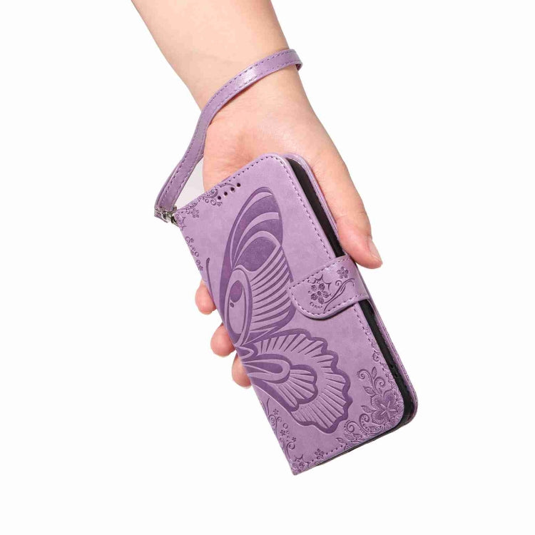 For Sony Xperia 1 VI 2024 Swallowtail Butterfly Embossed Leather Phone Case(Purple) by buy2fix