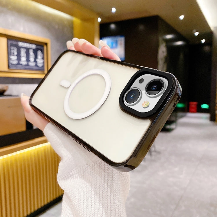 For iPhone 15 Pro Kingsteel Wolf Color Point MagSafe Transparent Phone Case(Black) by buy2fix