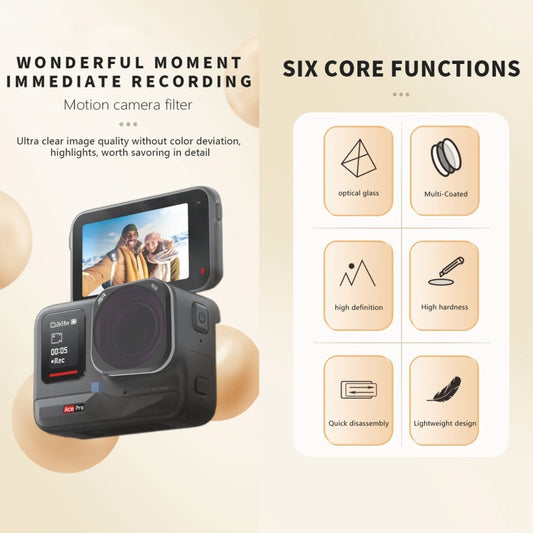 For Insta360 Ace Pro JSR ACE PRO KB Series Camera Lens Filter, Filter:6 in 1 ND8-64 UV CPL by JSR