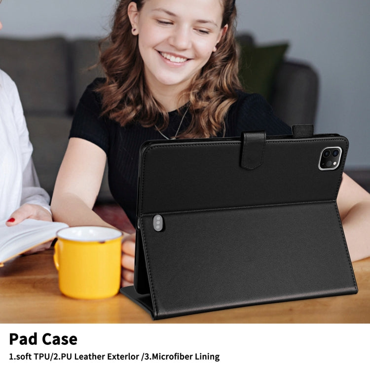 For iPad Pro 12.9 2022 / 2021 / 2020 Rhombus Lattice Leather Smart Tablet Case(Black) - iPad Pro 12.9 (2022/2021) Cases by buy2fix | Online Shopping UK | buy2fix