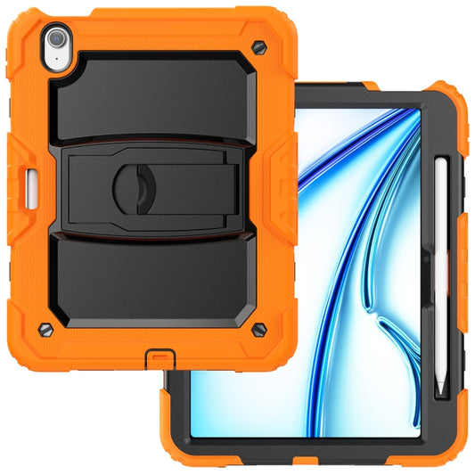 For iPad Air 11 2025 / 2024 Silicone Hydric PC Tablet Case with Shoulder Strap & Holder(Orange) by buy2fix