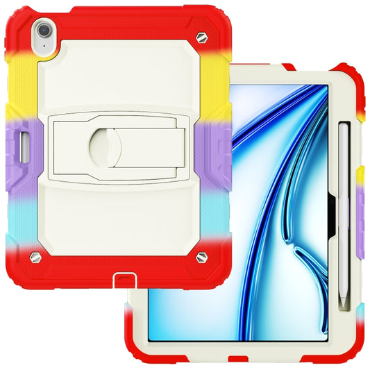 For iPad Air 11 2025 / 2024 Silicone Hydric PC Tablet Case with Shoulder Strap & Holder(Camouflage Red) by buy2fix