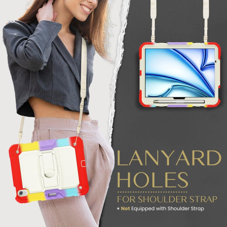 For iPad Air 11 2025 / 2024 Silicone Hydric PC Tablet Case with Shoulder Strap & Holder(Camouflage Red) by buy2fix