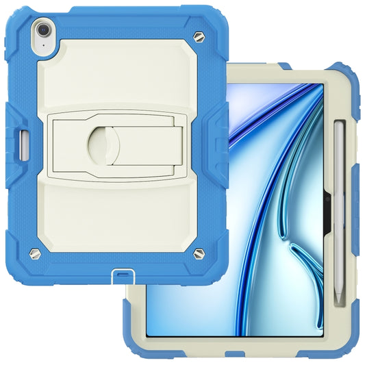 For iPad Air 11 2025 / 2024 Silicone Hydric PC Tablet Case with Shoulder Strap & Holder(Cyan-blue) by buy2fix