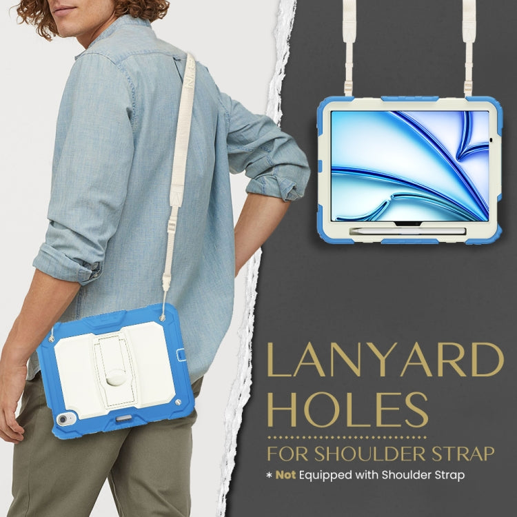 For iPad Air 11 2025 / 2024 Silicone Hydric PC Tablet Case with Shoulder Strap & Holder(Cyan-blue) by buy2fix