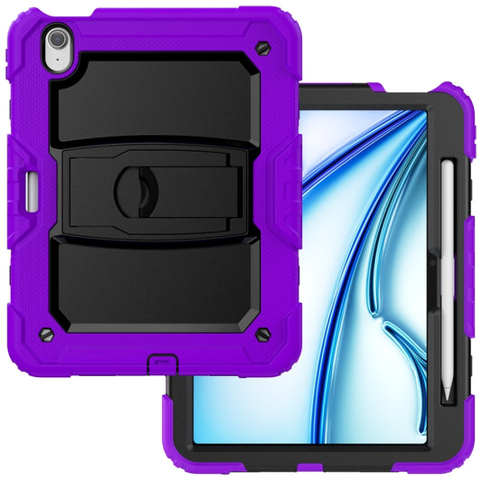 For iPad Air 11 2025 / 2024 Silicone Hydric PC Tablet Case with Shoulder Strap & Holder(Purple) by buy2fix