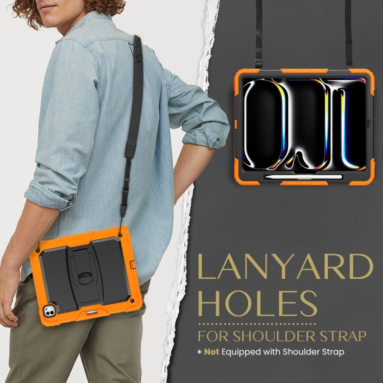 For iPad Pro 13 2025 / 2024 Silicone Hydric PC Tablet Case with Shoulder Strap & Holder(Orange) by buy2fix