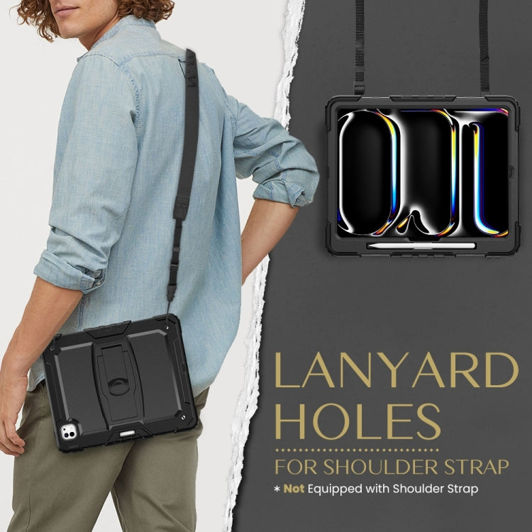 For iPad Pro 13 2025 / 2024 Silicone Hydric PC Tablet Case with Shoulder Strap & Holder(Black) by buy2fix