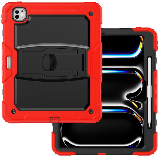 For iPad Pro 13 2025 / 2024 Silicone Hydric PC Tablet Case with Shoulder Strap & Holder(Red) by buy2fix