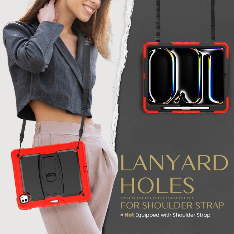 For iPad Pro 13 2025 / 2024 Silicone Hydric PC Tablet Case with Shoulder Strap & Holder(Red) by buy2fix