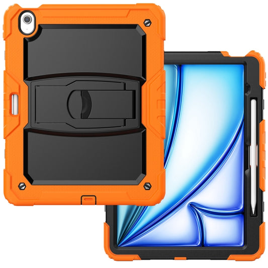 For iPad Air 13 2025 / 2024 Silicone Hydric PC Tablet Case with Shoulder Strap & Holder(Orange) by buy2fix