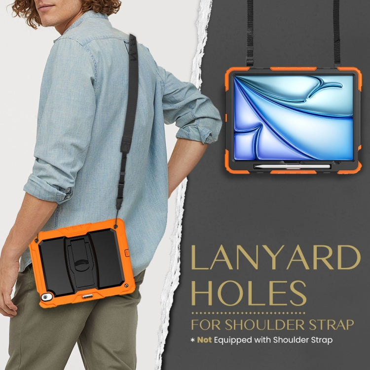 For iPad Air 13 2025 / 2024 Silicone Hydric PC Tablet Case with Shoulder Strap & Holder(Orange) by buy2fix