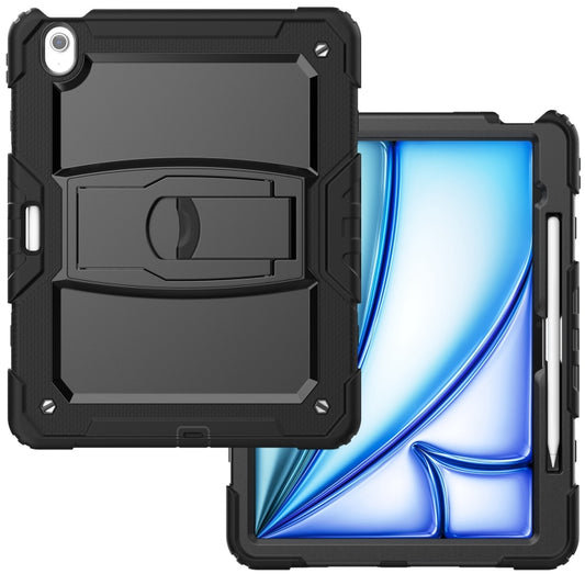 For iPad Air 13 2025 / 2024 Silicone Hydric PC Tablet Case with Shoulder Strap & Holder(Black) by buy2fix