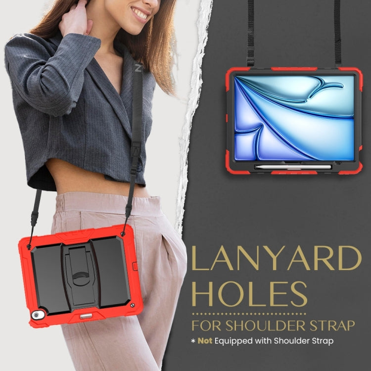 For iPad Air 13 2025 / 2024 Silicone Hydric PC Tablet Case with Shoulder Strap & Holder(Red) by buy2fix