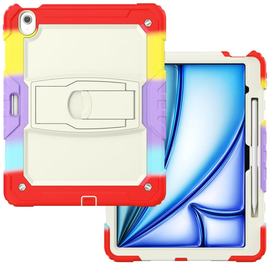 For iPad Air 13 2025 / 2024 Silicone Hydric PC Tablet Case with Shoulder Strap & Holder(Camouflage Red) by buy2fix