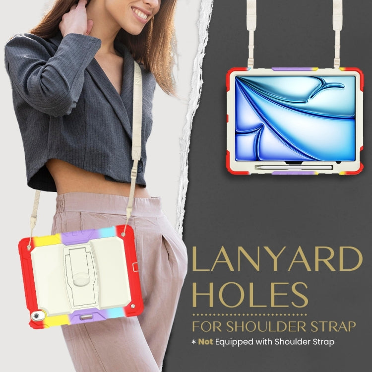 For iPad Air 13 2025 / 2024 Silicone Hydric PC Tablet Case with Shoulder Strap & Holder(Camouflage Red) by buy2fix