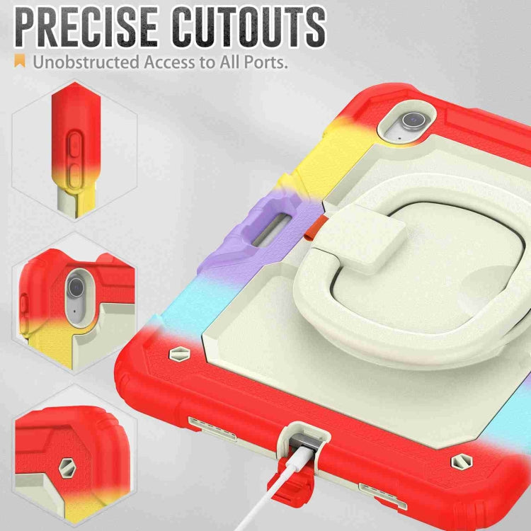 For iPad Air 11 2025 / 2024 Handle Silicone Hydric PC Tablet Case with Shoulder Strap(Rainbow Red) by buy2fix