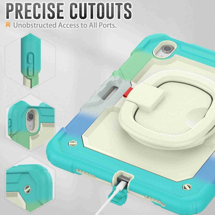 For iPad Air 11 2025 / 2024 Handle Silicone Hydric PC Tablet Case with Shoulder Strap(Rainbow Blue) by buy2fix