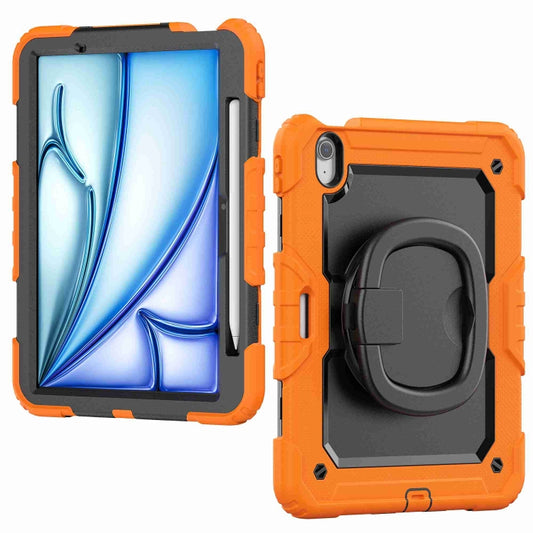 For iPad Air 11 2025 / 2024 Handle Silicone Hydric PC Tablet Case with Shoulder Strap(Orange) by buy2fix