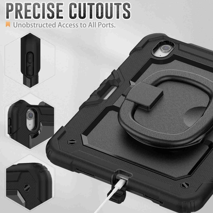 For iPad Air 11 2025 / 2024 Handle Silicone Hydric PC Tablet Case with Shoulder Strap(Black) by buy2fix