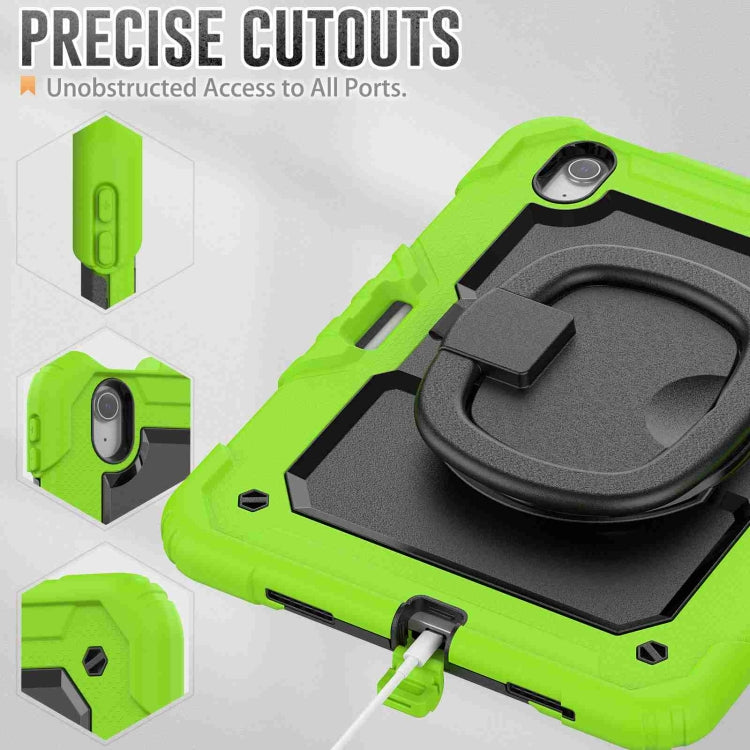 For iPad Air 11 2025 / 2024 Handle Silicone Hydric PC Tablet Case with Shoulder Strap(Yellow Grenn) by buy2fix