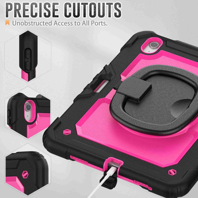 For iPad Air 11 2025 / 2024 Handle Silicone Hydric PC Tablet Case with Shoulder Strap(Rose Red PC) by buy2fix