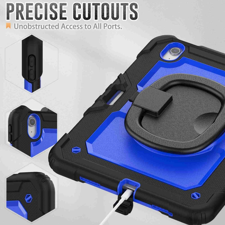 For iPad Air 11 2025 / 2024 Handle Silicone Hydric PC Tablet Case with Shoulder Strap(Dark Blue PC) by buy2fix