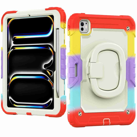 For iPad Pro 11 2025 / 2024 Handle Silicone Hydric PC Tablet Case with Shoulder Strap(Camouflage Red) by buy2fix