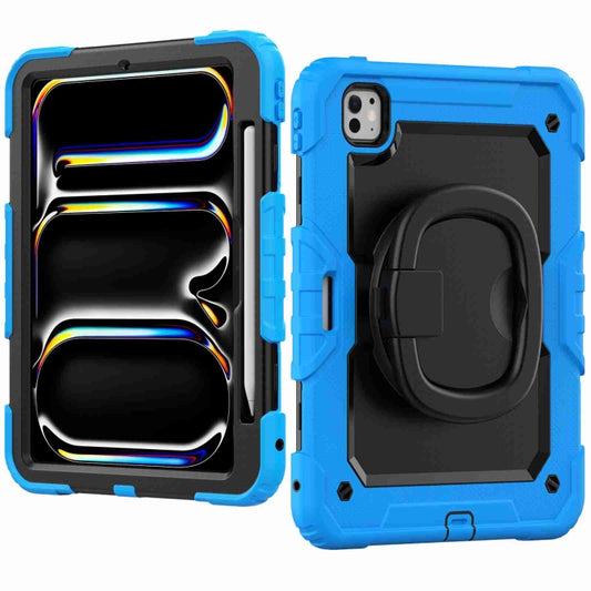 For iPad Pro 11 2025 / 2024 Handle Silicone Hydric PC Tablet Case with Shoulder Strap(Light Blue) by buy2fix