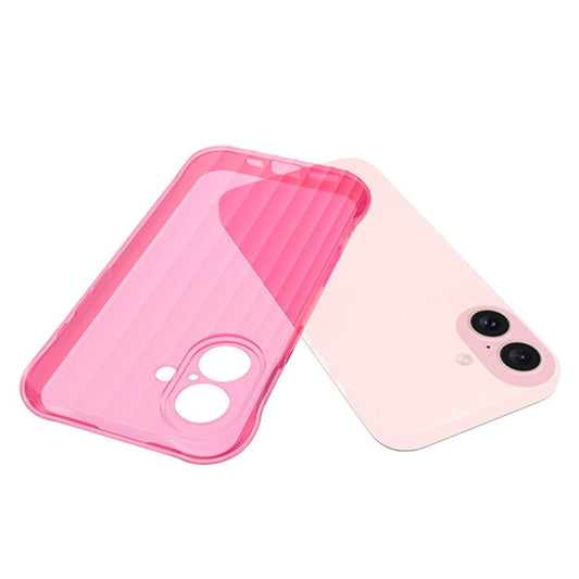 For iPhone 16 Water Ripple Fine Hole TPU Phone Case(Pink) by buy2fix