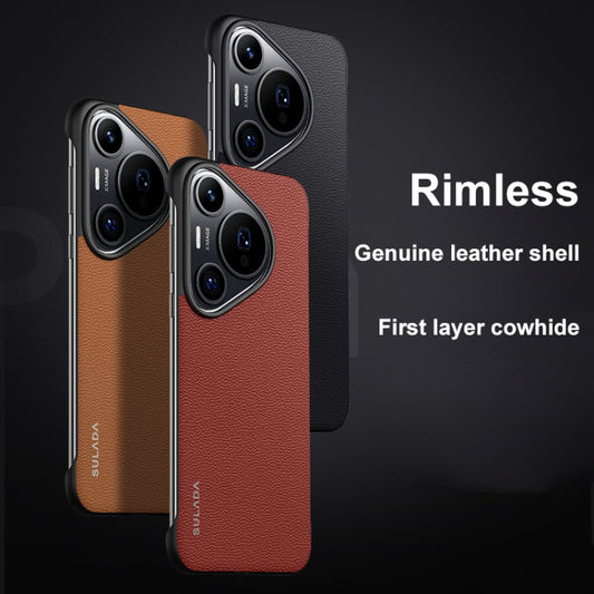 For Huawei Pura 70 Pro / 70 Pro+ SULADA Frameless Top Layer Cowhide Leather + PC Phone Case(Brown) by SULADA