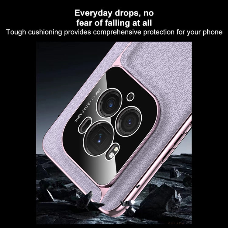 For Honor Magic6 SULADA Frameless Top Layer Cowhide Leather + PC Phone Case(Purple) by SULADA