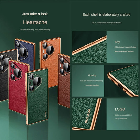 For Huawei Pura 70 SULADA TPU + Litchi Texture Leather Phone Case(Brown) - Huawei Cases by SULADA | Online Shopping UK | buy2fix