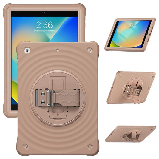 For iPad 10.2 2021 / 2020 / 2019 Rotation Holder Silicone Hybrid PC Tablet Case(Light Coffee) - iPad 10.2 Cases by buy2fix | Online Shopping UK | buy2fix