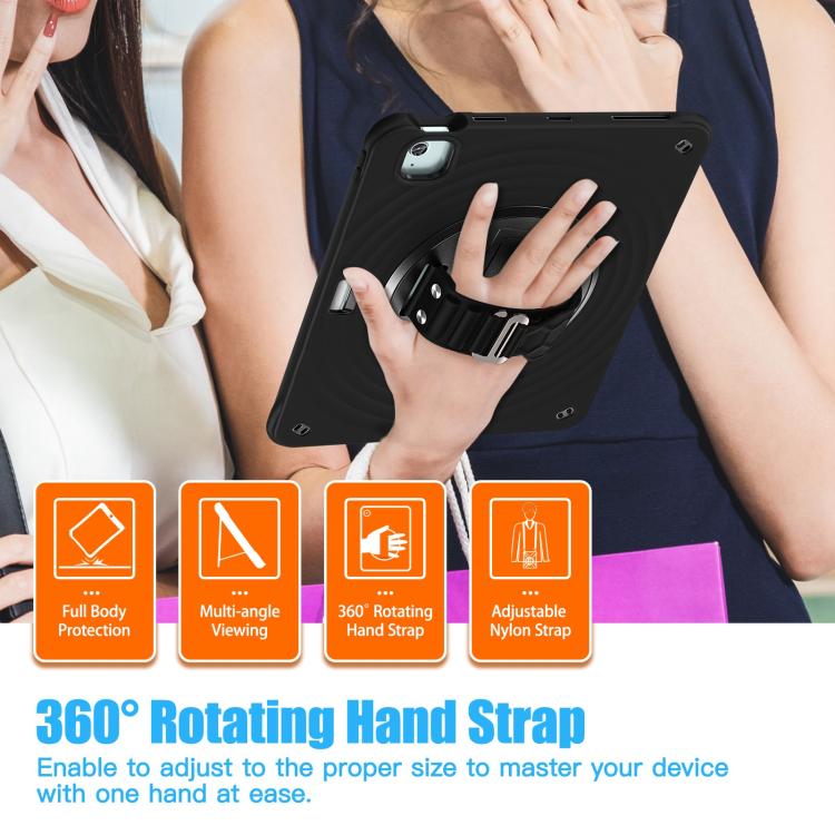 For iPad Air 13 2025 / 2024 Rotation Holder Silicone Hybrid PC Tablet Case(Black) - iPad Air 13 2025 / 2024 Cases by buy2fix | Online Shopping UK | buy2fix