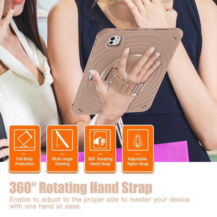 For iPad Pro 11 2024 Rotation Holder Silicone Hybrid PC Tablet Case(Light Coffee) - iPad Pro 11 2024 Cases by buy2fix | Online Shopping UK | buy2fix