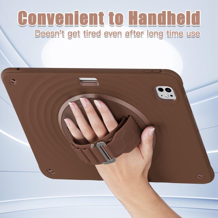 For iPad Pro 13 2024 Rotation Holder Silicone Hybrid PC Tablet Case(Chocolate) - iPad Pro 13 2024 Cases by buy2fix | Online Shopping UK | buy2fix
