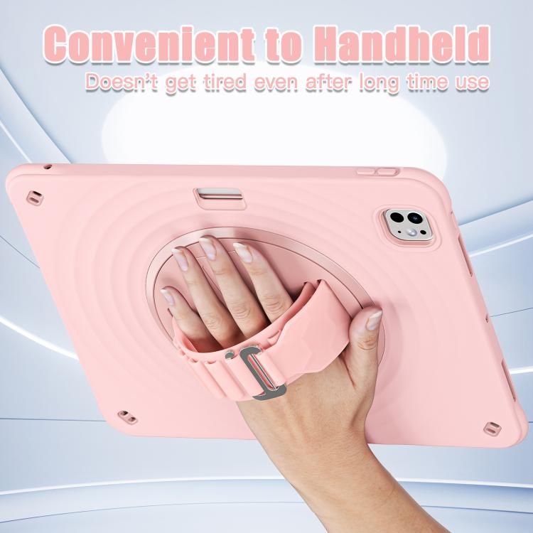 For iPad Pro 13 2024 Rotation Holder Silicone Hybrid PC Tablet Case(Pink) - iPad Pro 13 2024 Cases by buy2fix | Online Shopping UK | buy2fix