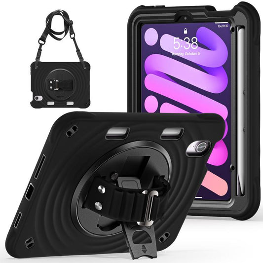For iPad mini 2024 / mini 6 Rotation Holder Silicone Hybrid PC Tablet Case(Black) - iPad mini 2024 Cases by buy2fix | Online Shopping UK | buy2fix