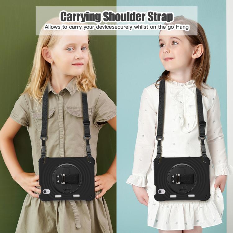 For iPad mini 2024 / mini 6 Rotation Holder Silicone Hybrid PC Tablet Case(Black) - iPad mini 2024 Cases by buy2fix | Online Shopping UK | buy2fix