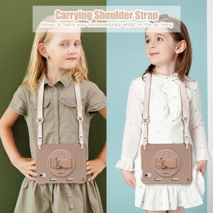 For iPad mini 2024 / mini 6 Rotation Holder Silicone Hybrid PC Tablet Case(Light Coffee) - iPad mini 2024 Cases by buy2fix | Online Shopping UK | buy2fix