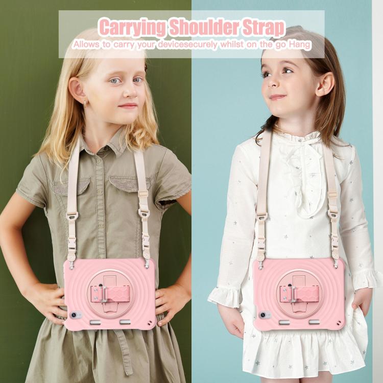 For iPad mini 2024 / mini 6 Rotation Holder Silicone Hybrid PC Tablet Case(Pink) - iPad mini 2024 Cases by buy2fix | Online Shopping UK | buy2fix